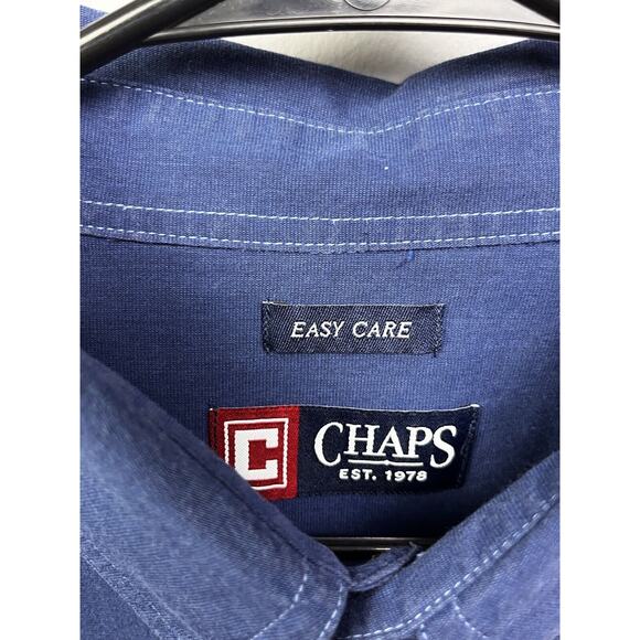 Chaps Ralph Lauren Button Down Shirt Mens‎ Large Blue Thick Stitch Preppy - Picture 3 of 9